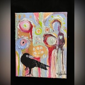 Crow Spirit “An Original art Acrylic  Painting 10”x8”On Canvas